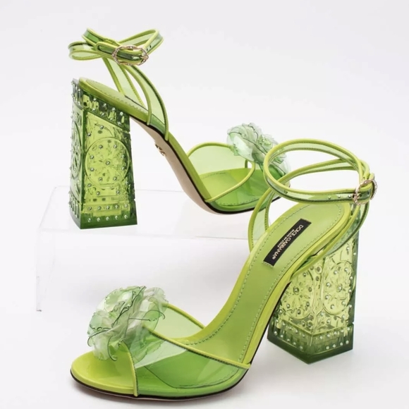 DOLCE & GABBANA Sandals EU37 UK4 US7 Ankle Wrap Heel Transparent / HOLD - Picture 2 of 9